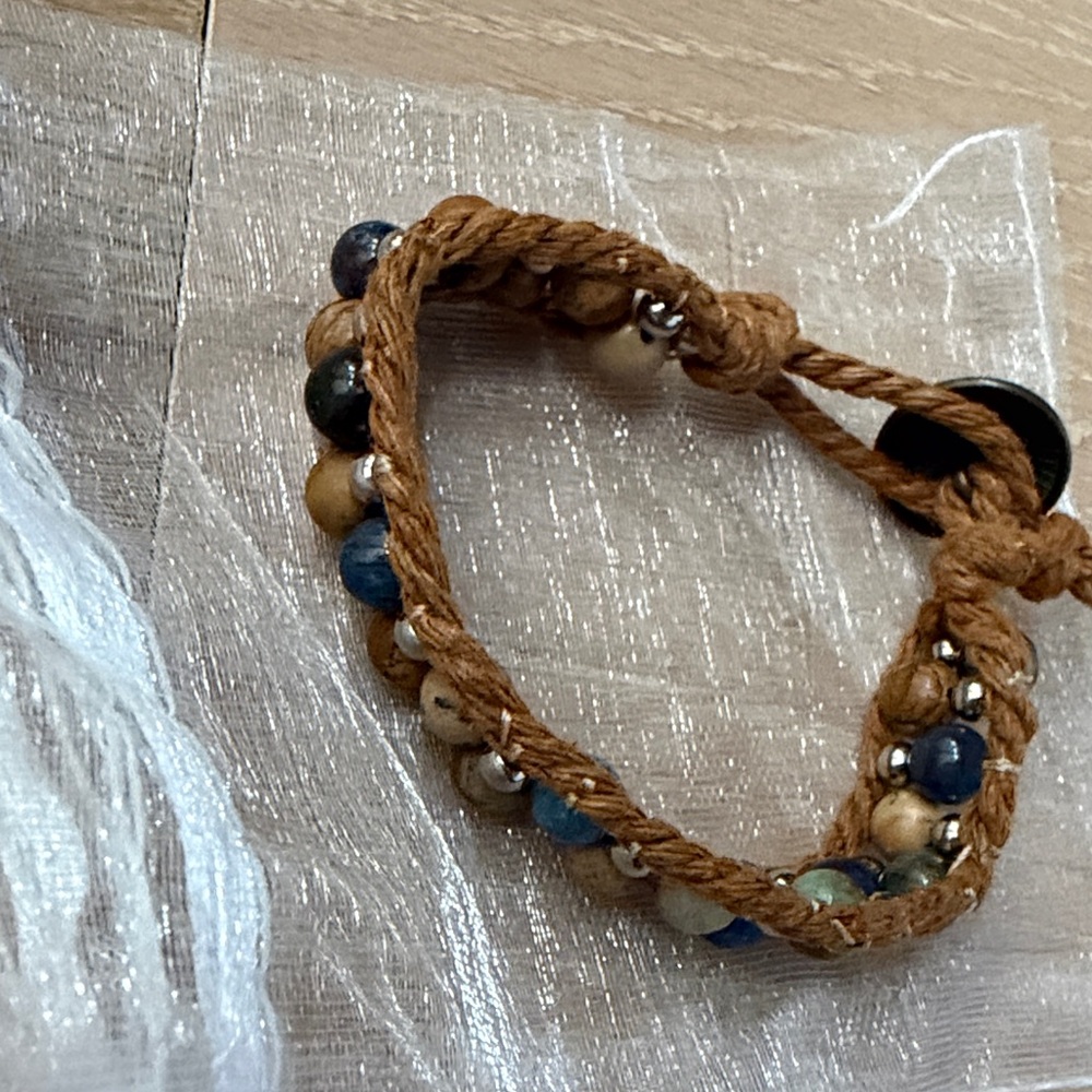 Handcrafted Beaded Bracelet with Silver Accents and natural stones